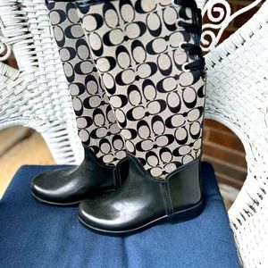 Coach Tristee rain boots. Tie in back.